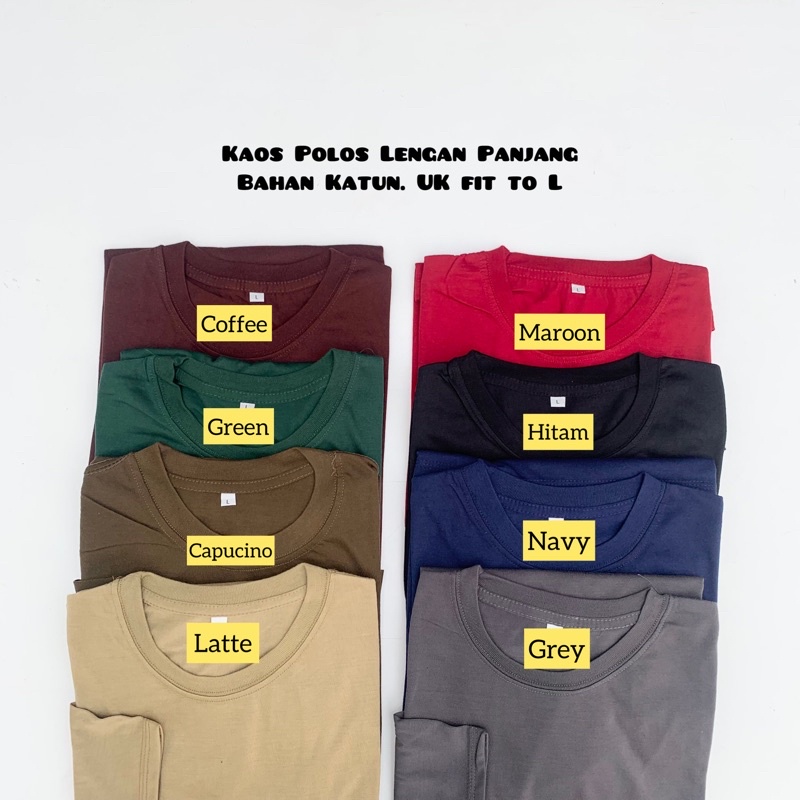 Kaos Polos Lengan Panjang Bahan Katun Fisy