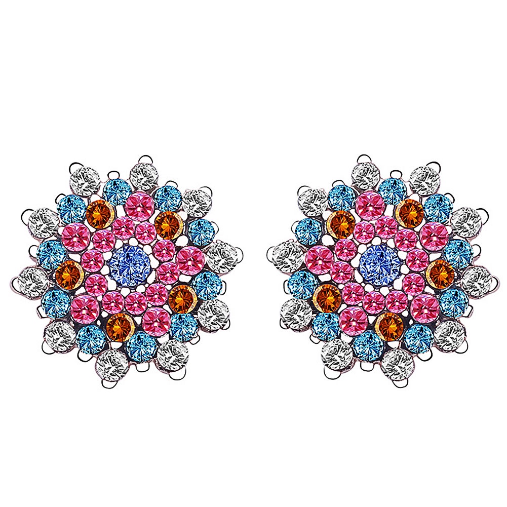Hu Hu Hu Hu Hu Alat Bantu Pasang Kacamata♡ Anting Stud Bentuk Bunga Matahari Aksen Berlian Imitasi Warna-Warni Untuk Wanita