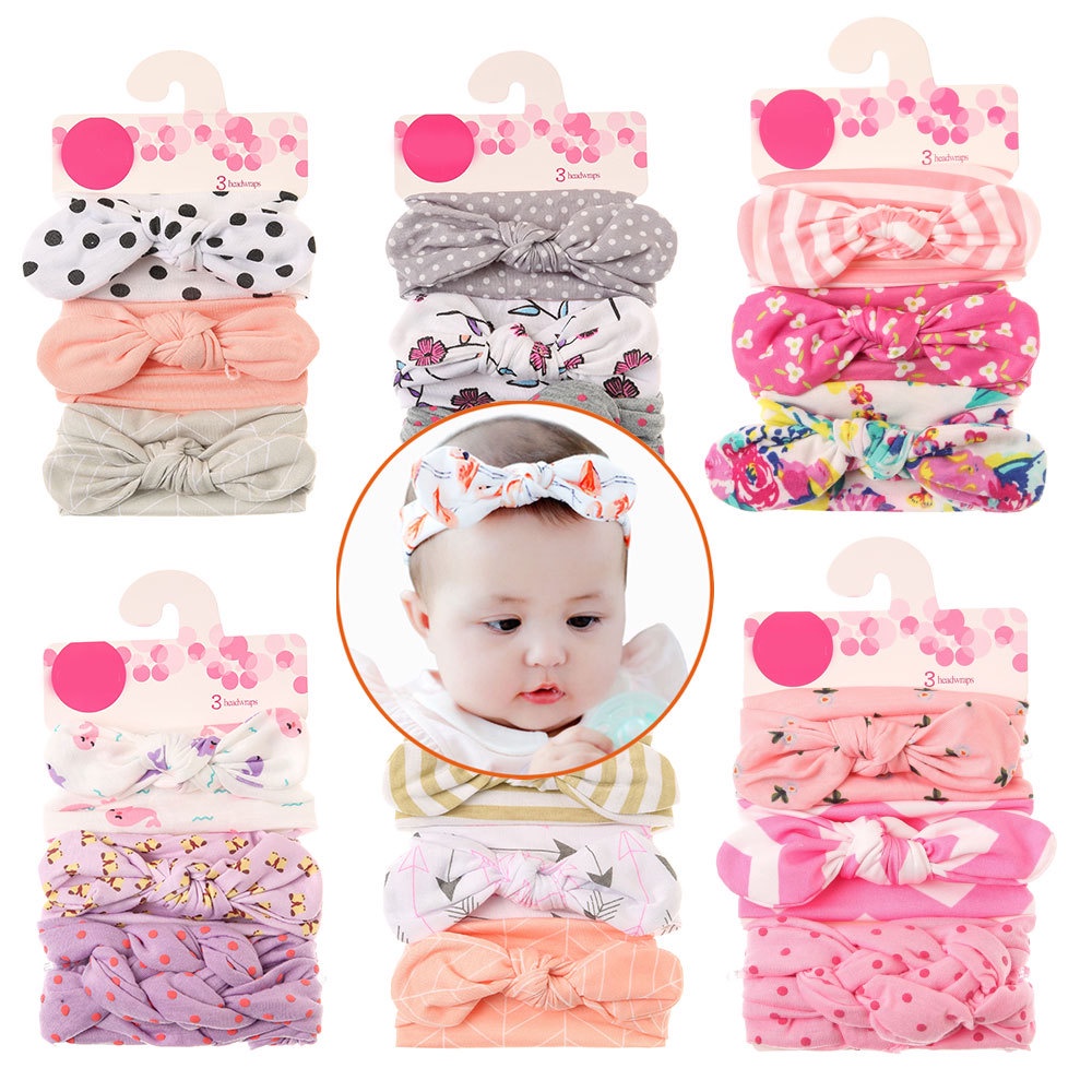 (1 SET 3 PCS) SATU SET BANDANA BAYI / HEADBAND ANAK KAIN IMPORT