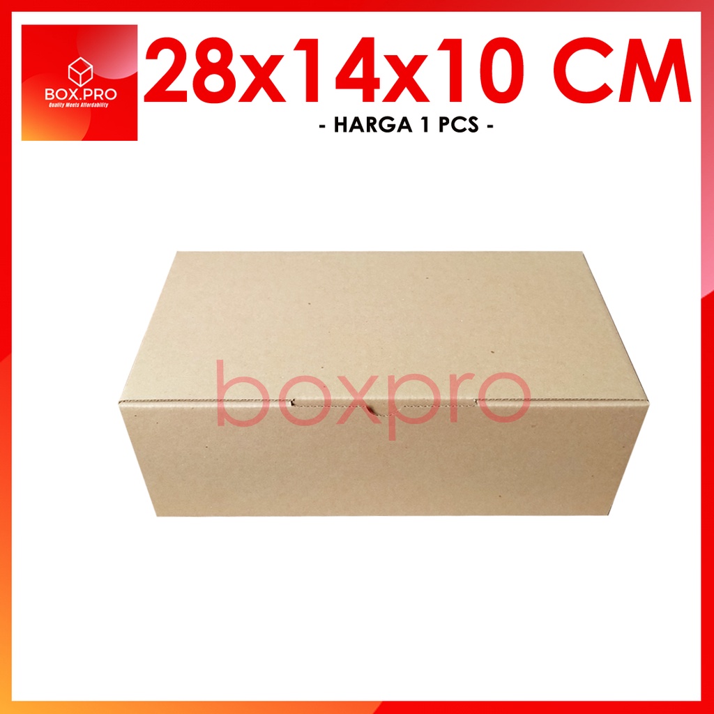 

Kardus Dus uk 28x14x10 cm (ECER) Die Cut Box Kotak Packing Aksesoris Baju Makanan Pizza Hijab Kue