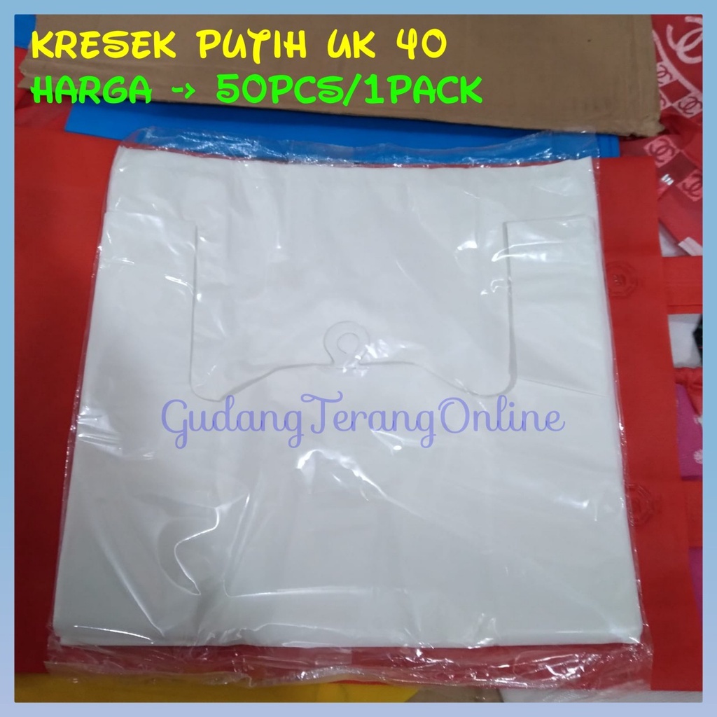 kresek putih uk 40 / kresek putih polos 40 kresek hajatan