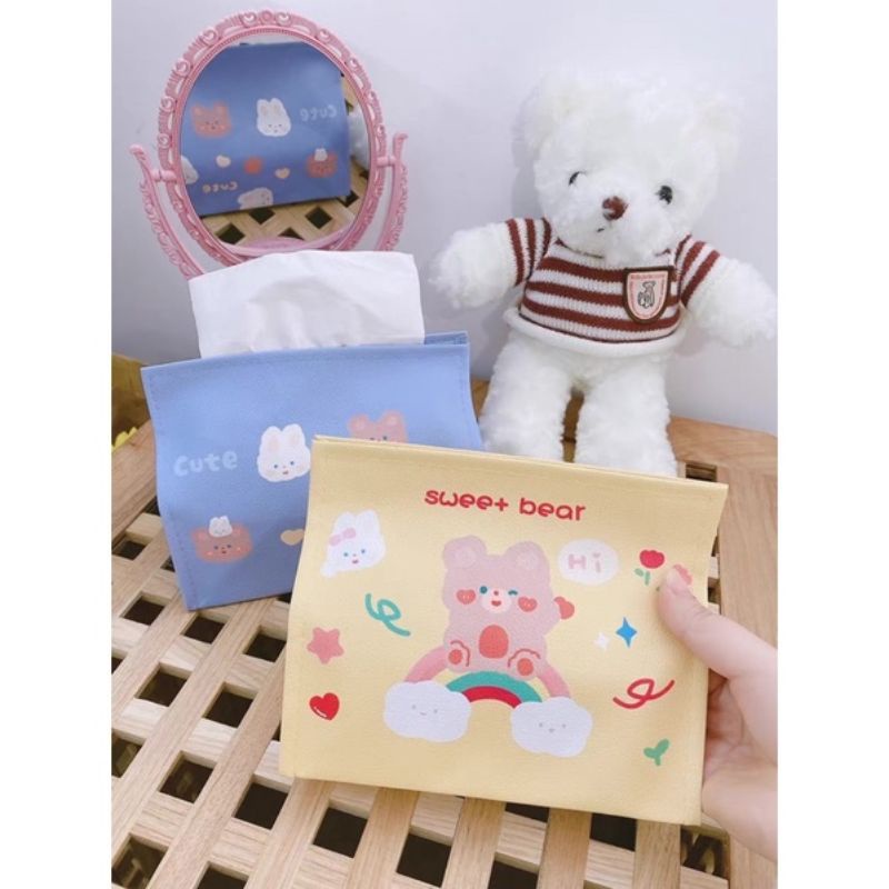 PREMIUM PU LEATHER KOREA TISSUE BOX/KOTAK TISU KARAKTER IMUT KAWAII