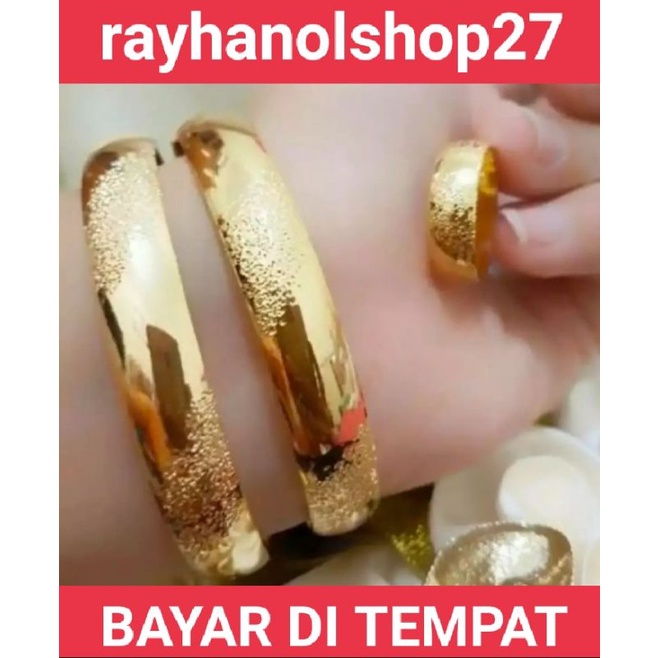SET PERHIASAN TITANIUM GOLD, TERSEDIA KALUNG GELANG CINCIN,DAN PILIHAN MOTIF GELANG LAINNYA ANTI PUDAR SEPUHAN EMAS 24K 3SUKU MEWAH ELEGAN,