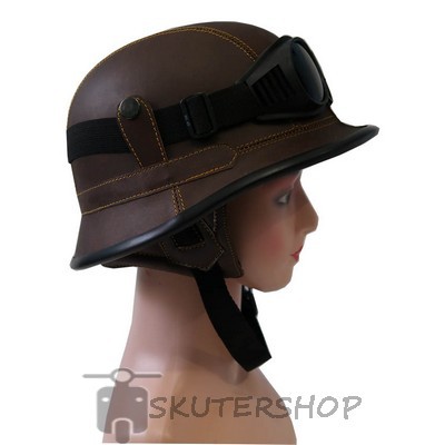RudyHelm91 Helm Retro Klasik Perang Dunia Nazi Coklat Polos Kacamata