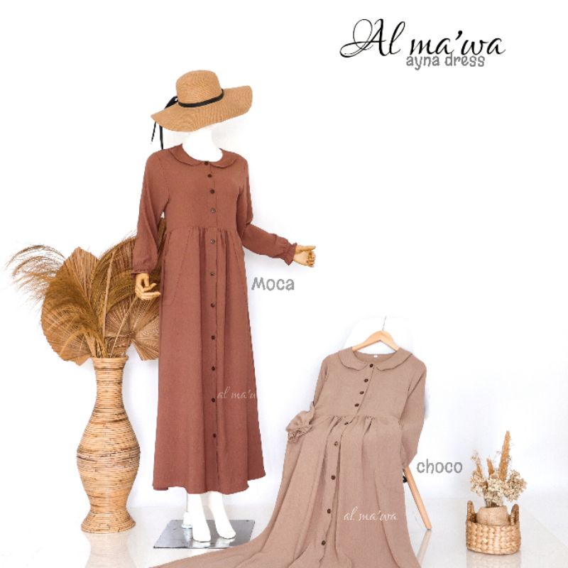 Gamis CEY crinkle airflow kancing kerah