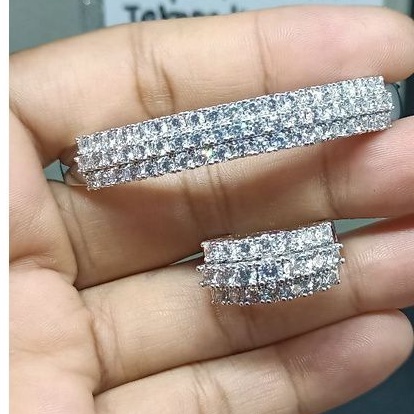 Gelang+cincin replika diamond Eropa baris tiga, tdk berkarat,tdk gampang luntur,mata premium zircon