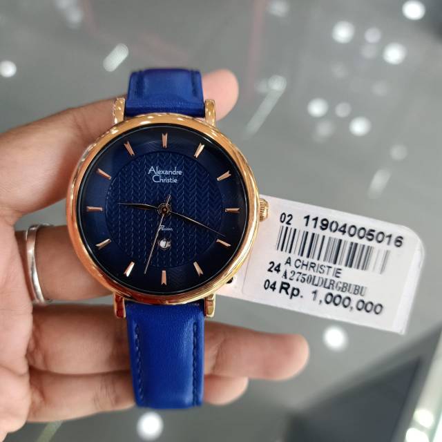 JAM TANGAN WANITA ALEXANDRE CHRISTIE 2750 AC2750 ROSEGOLD BLUE