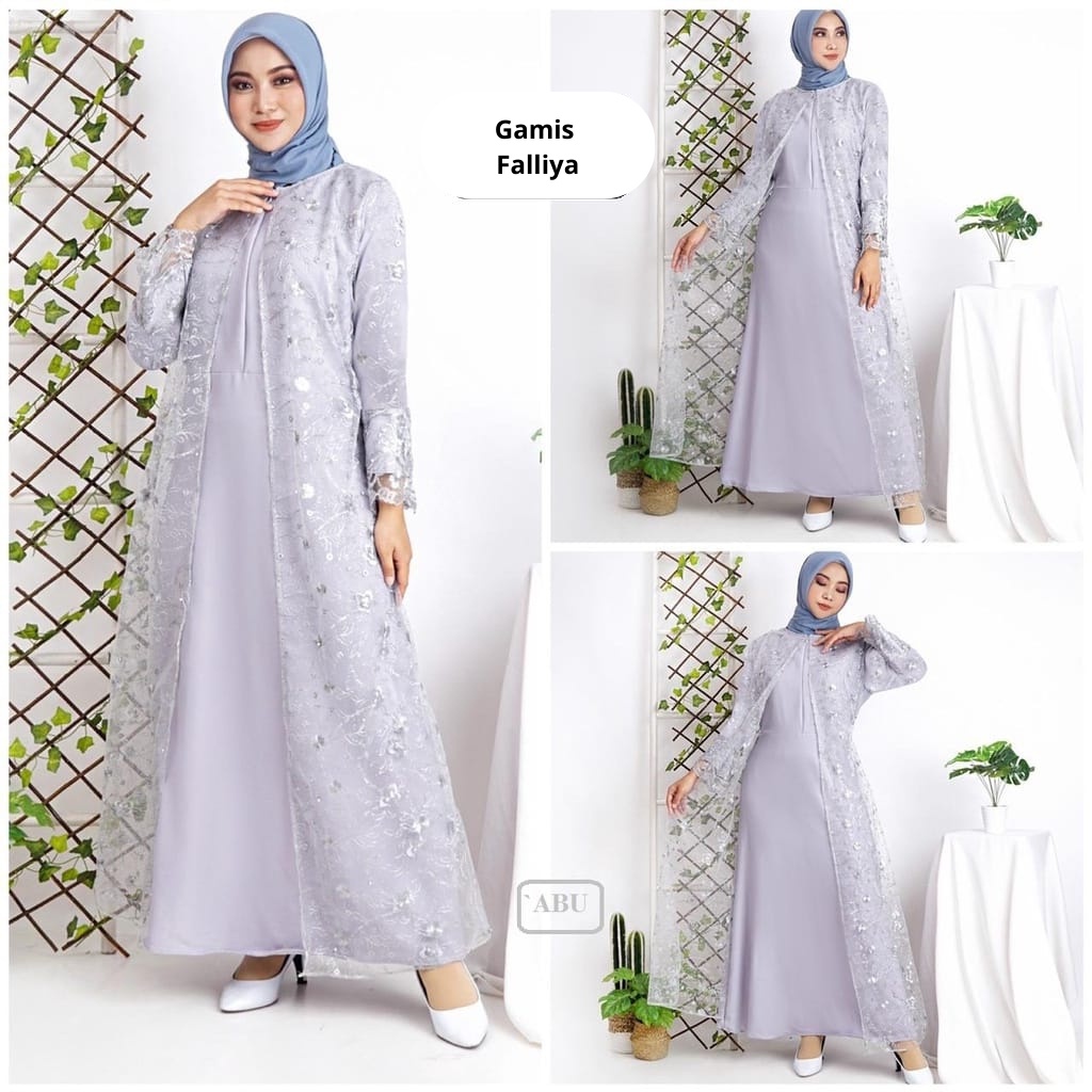 (New Product) Gamis Falliya / Bahan Moscrepe Kombinasi Tile / Size S-M,L,XL,dan XXL / Gamis Maxi Busui / Gamis Kondangan / Gamis Remaja dan Dewasa