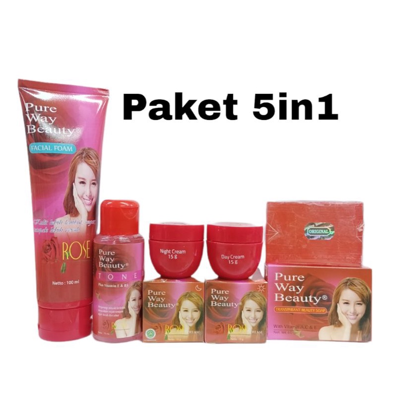 Cream Rose Pure Way BPOM paket cream lengkap [ 5 Item ]