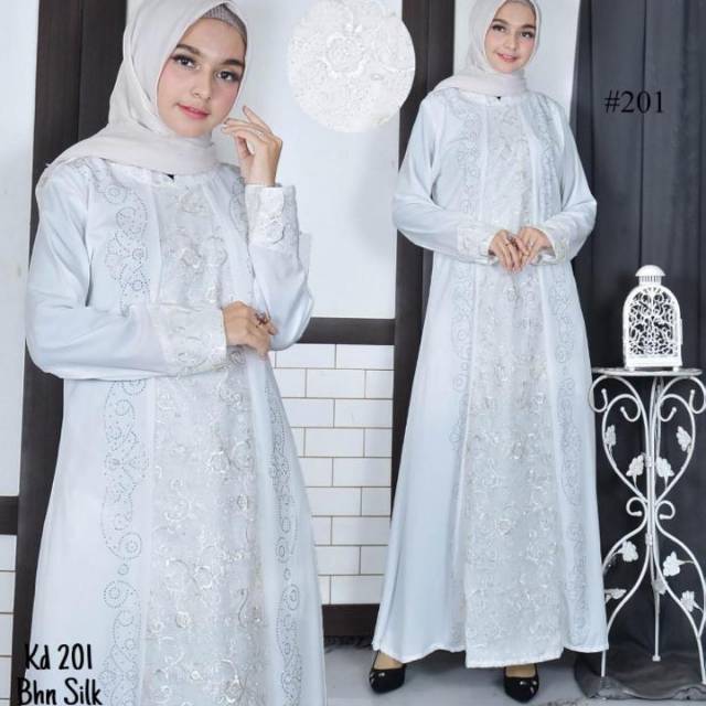 Busana Muslim / Baju Muslim Wanita / Baju Gamis Putih ( Broken White )  Bahan katun silk#201