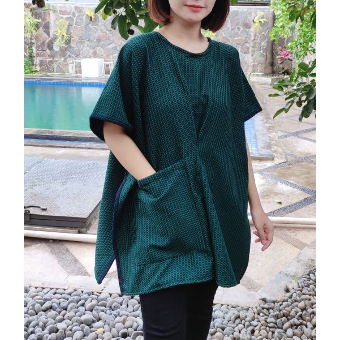 Veana - blouse tweed hijau botol
