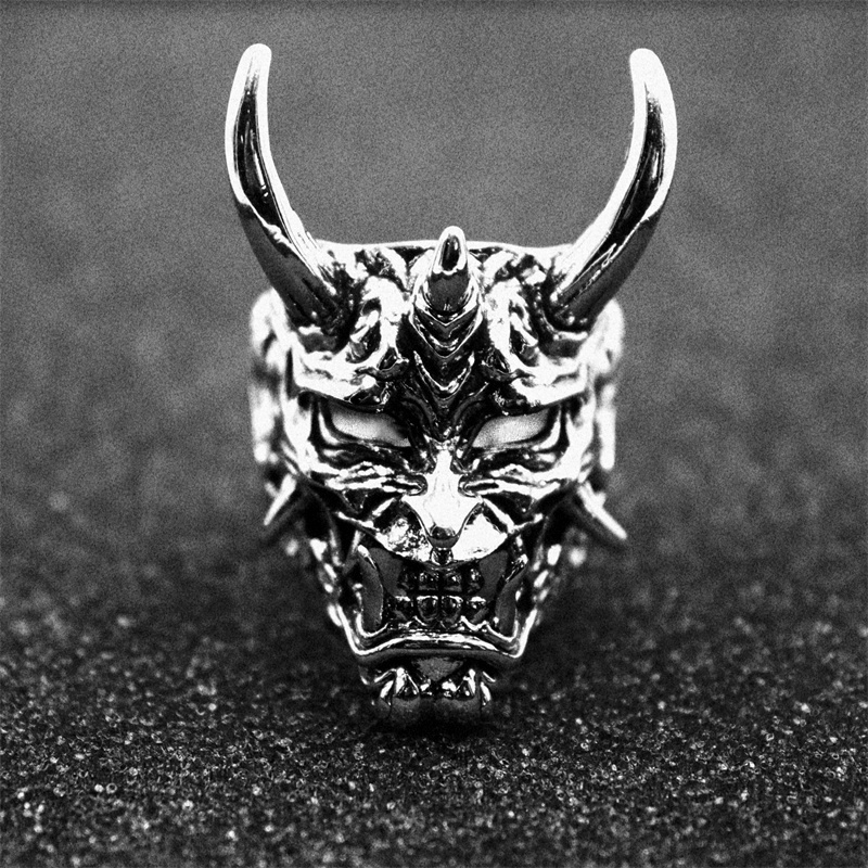 【COD】Cincin Desain Tengkorak Monster Prajna Demon Mask Gaya Retro Gothic Untuk Pria