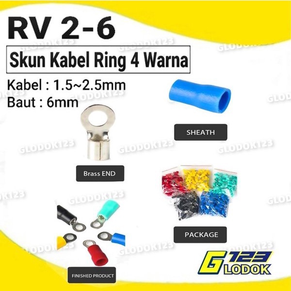 Terminal Kabel Sekun Cable Skun Ring O Bulat Cable Lug Isolasi RV 2-6