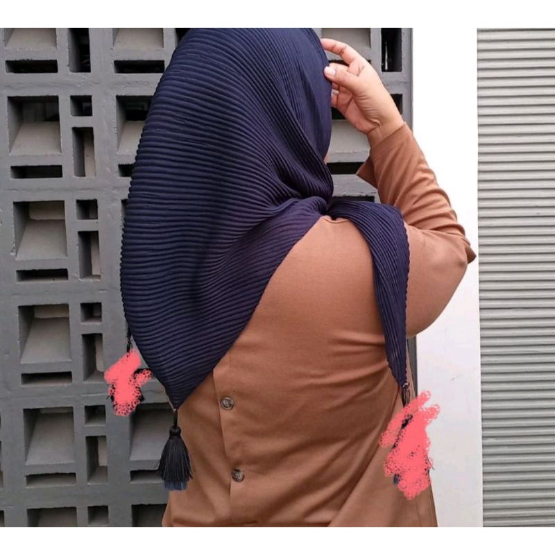 KERUDUNG HIJAB SEGI EMPAT PLISKET/JILBAB PLISKET LIDI BANDUL