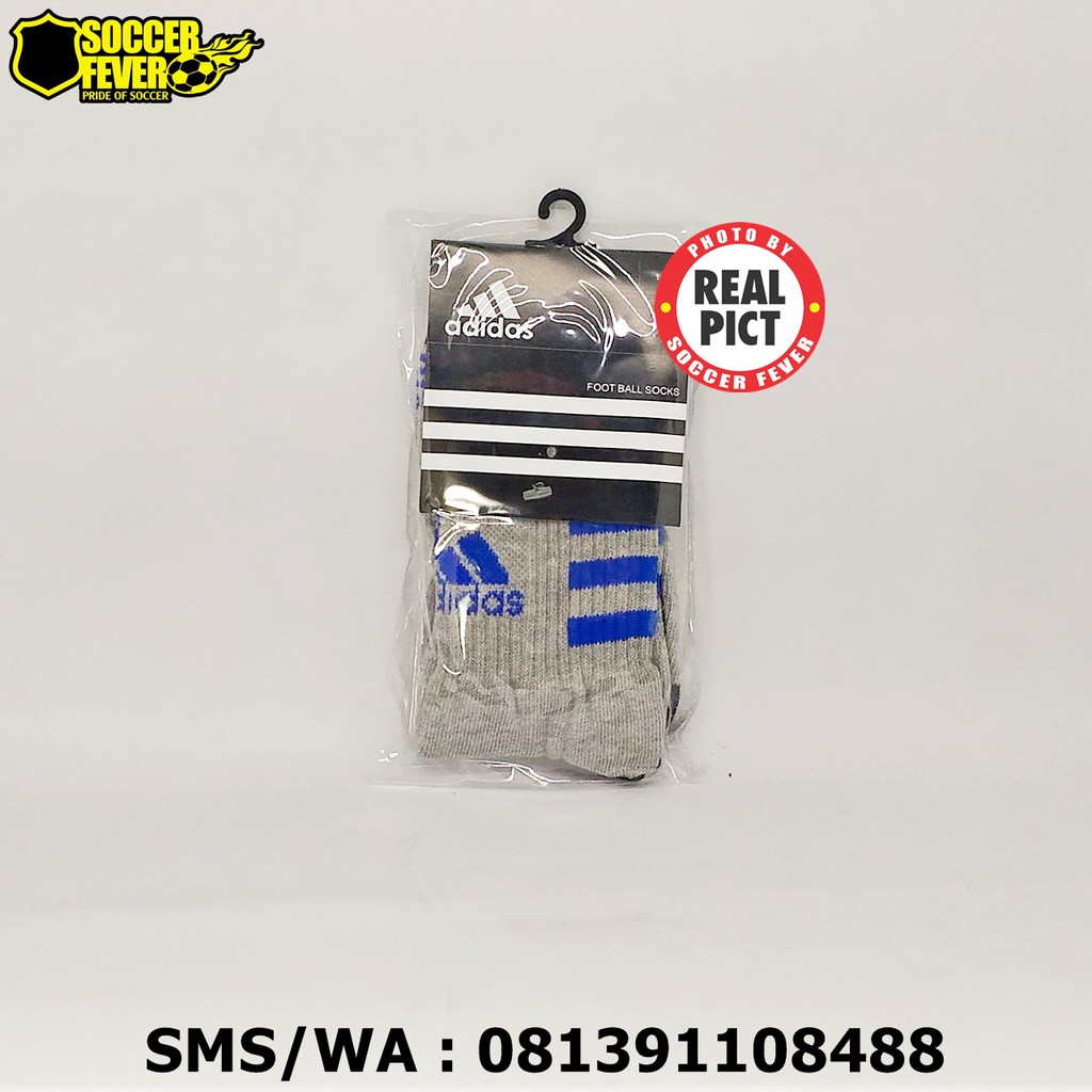 Kaos Kaki Futsal Sepak Bola Olahraga Adidas Abu Abu List Biru Pendek