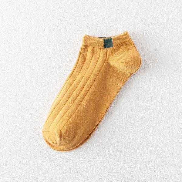 Kaos Kaki Wanita Pendek Polos Sporty / Kaos Kaki Ankle Import Panjang Semata Kaki Bergaris / TS-32-Kuning