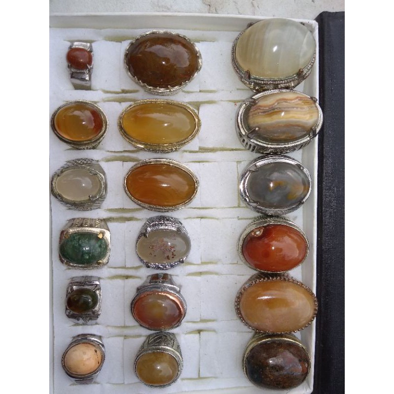 borongan natural cincin batu akik 18pcs termurah