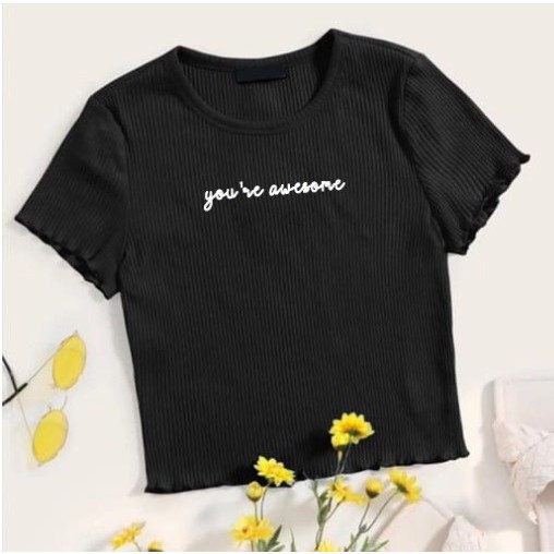 MakeGrosir - T-SHIRT AWESOME TOP KNIT RIB