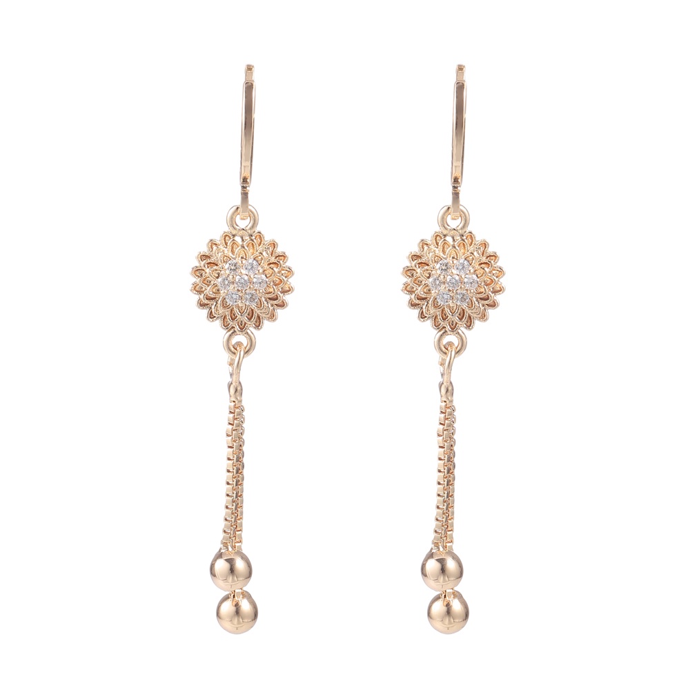 ✅COD Anting Panjang Titanium Anti Karat Lapis Emas Bunga Matahari Liontin Fashion Earrings Korea Premium Murah D157