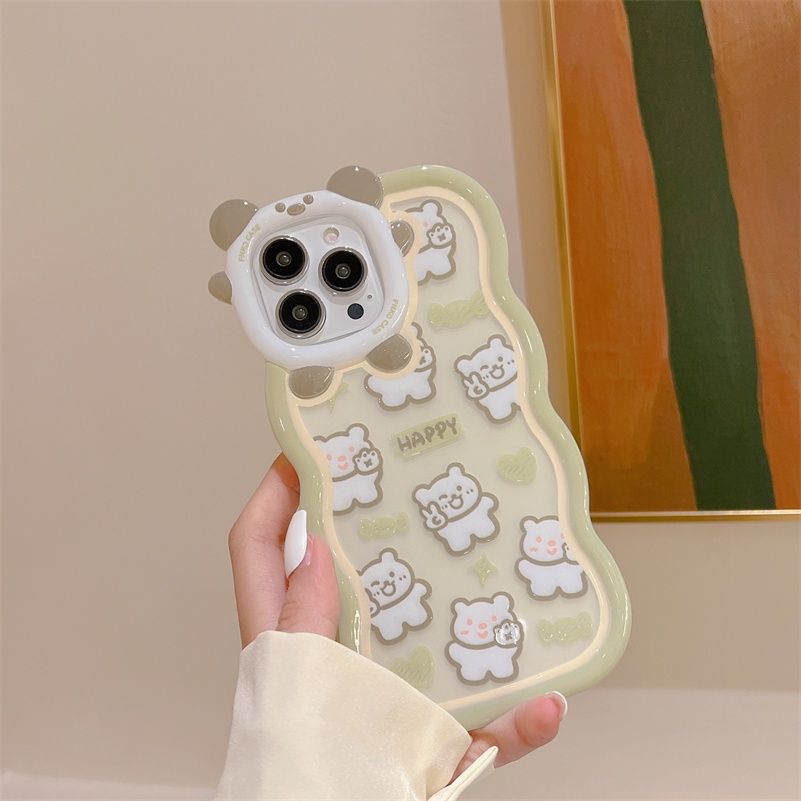 Soft Case Pelindung Lensa Anti Jatuh Motif Beruang Untuk iPhone 13 12 11 Pro Max X Xr Xs Max