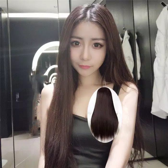 Wig 010 - Wig Rambut Palsu Wanita Lurus Hitam Panjang Rambut Palsu Wanita Panjang LurusTidak Berponi
