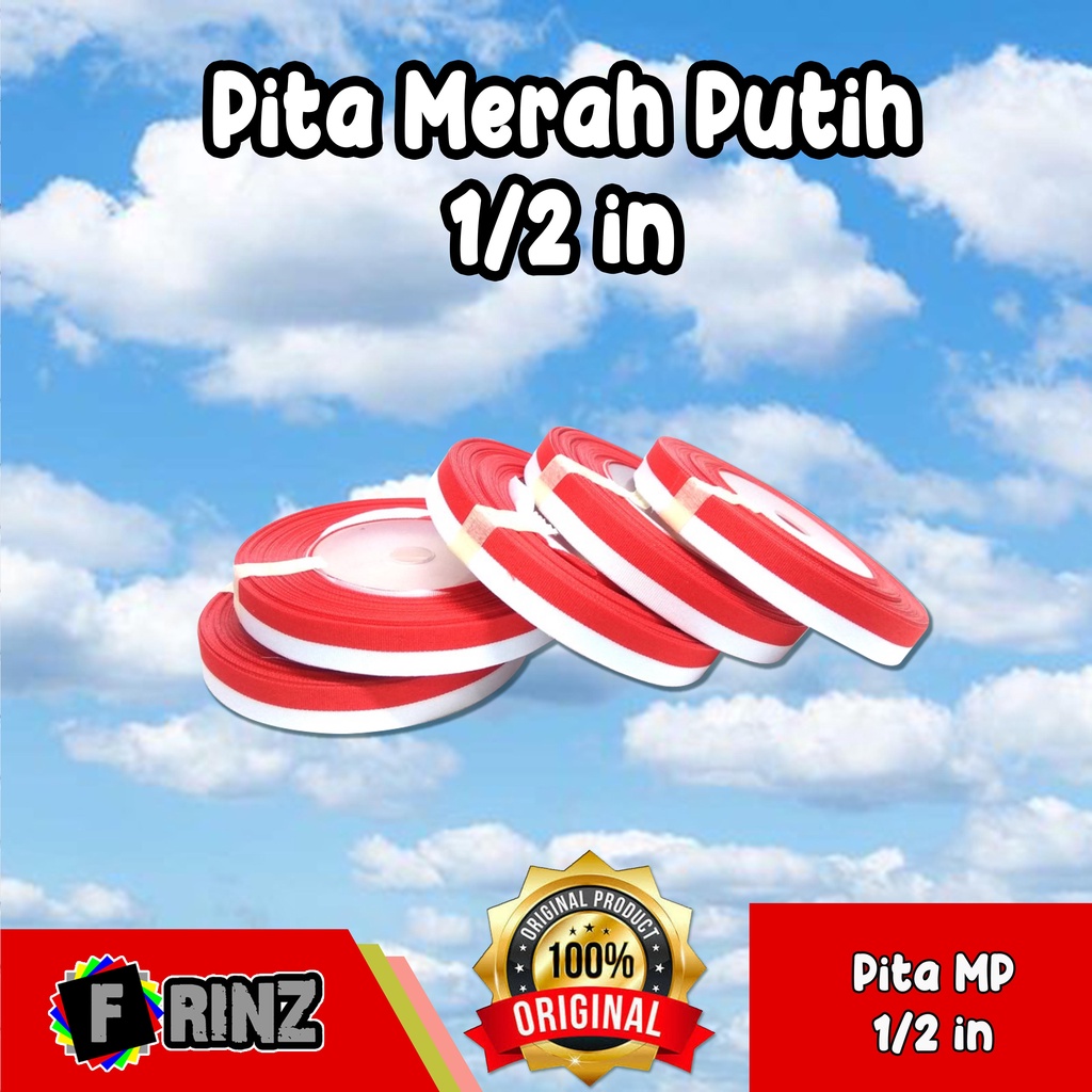 

ATK ~ Pita Merah Putih 1/2 in / Pita Satin Indonesia White Red