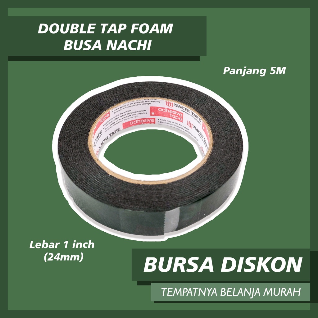 

Double Tape Foam Nachi 24 mm Hitam Dobel Dobeltip Solasi Solatip Lakban 2,4 cm 1 Inchi Inch