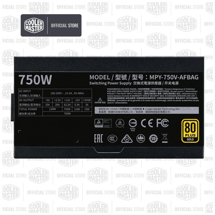 Cooler Master Power Supply V750 GOLD - V2 [MPY-750V-AFBAG-EU]