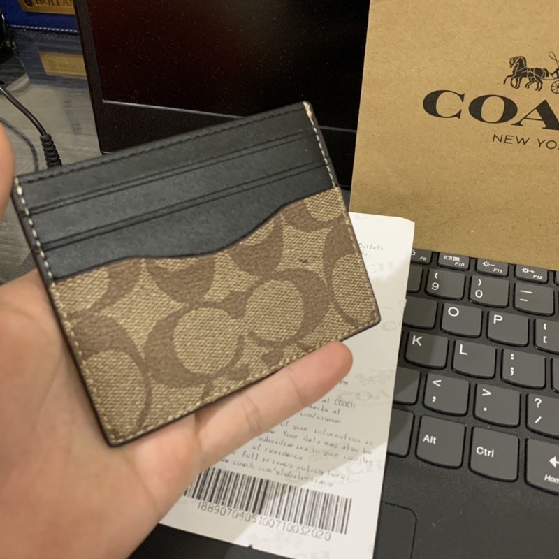 CARD HOLDER COACH BLACK/BROWN SIGNATURE