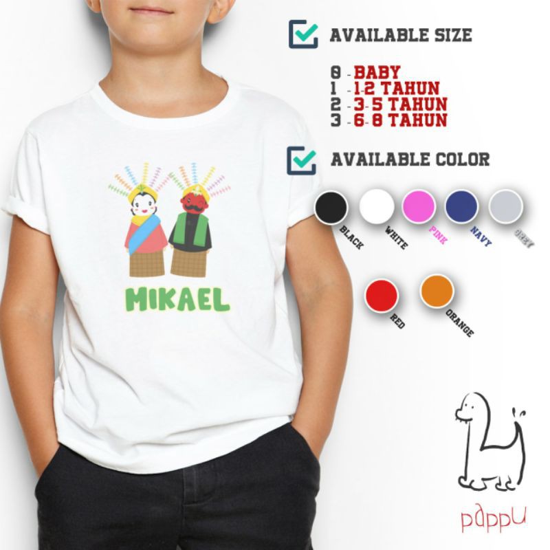 Kaos Distro Anak Ondel Ondel 2 Sablon (bisa custom nama)