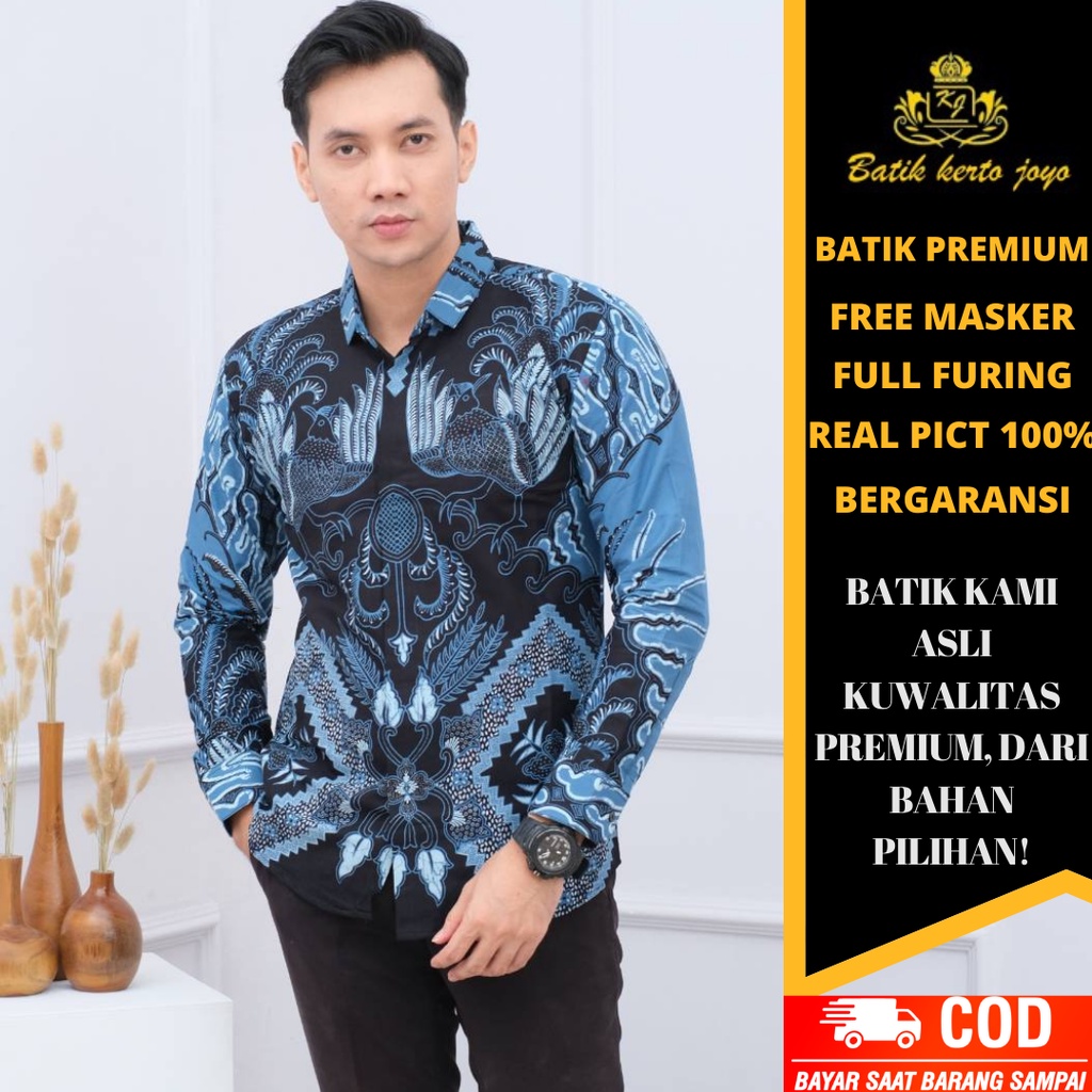 Batik pria modern slimfit Baju Batik Pria Lengan Panjang slim fit baju batik Slimfit pria premium baju seragam BATIK KERTOJOYO KJ023 kemeja batik pria lengan panjang full furing baju batik alisan pria Kemeja batik slim fit batik pria premium PRABUSENO