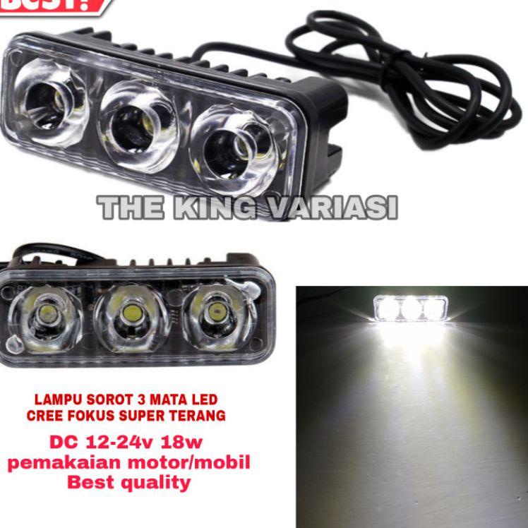 Paling Popular 88MFH LAMPU SOROT 3 MATA/LAMPU TEMBAK CREE 3 LED DC 12V DC 18W/LAMPU SOROT CREE LED 3 MATA/LAMPU SOROT LED/LAMPU TEMBAK 3 MATA CAHAYA PUTIH SUPER TERANG/LAMPU SOROT CREE M03 3 LED DC/LAMPU SOROT MOBIL/LAMPU SOROT MOTOR/LAMPU TEMBAK LED 38