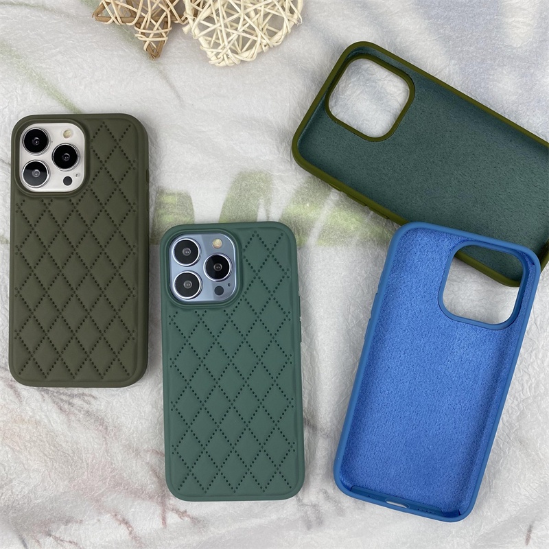 Soft Case Silikon Motif Jarum Pinus Belah Ketupat Hijau Untuk IPhone X XR XS MAX 11 12 13 Pro MAX