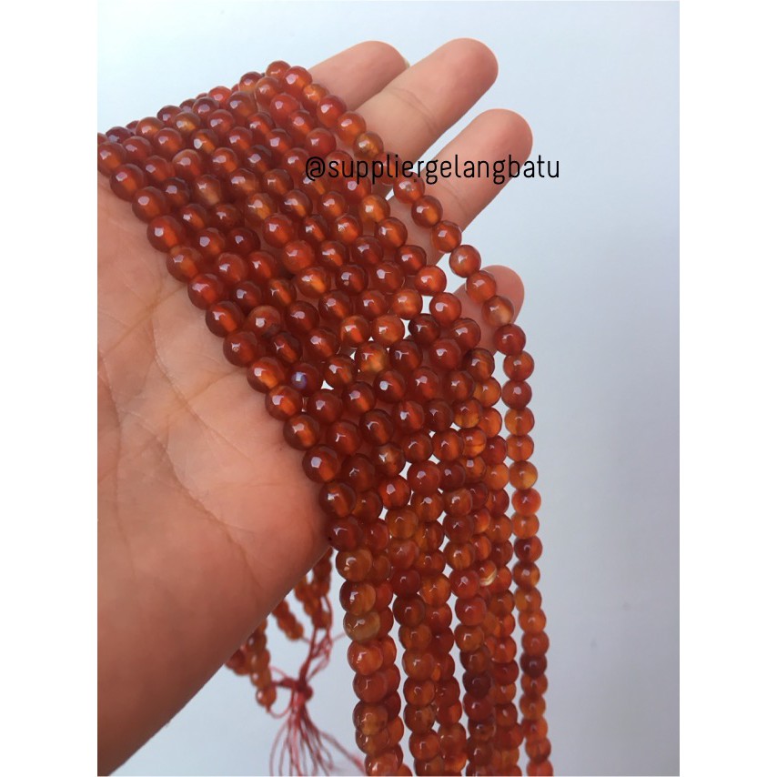 Batu Carnelian Orange 6mm CUTTING natural oren bahan premium alam akik manau manao gingga casual