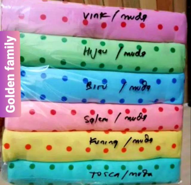 6 in1 Bedong Fejess Motif Polkadot  (Pastel)90x115