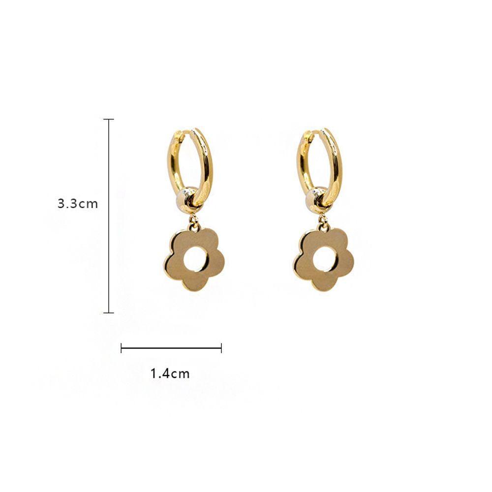 Mxbeauty Anting Bunga Gadis Indah Geometri Telinga Gesper Logam Perak Anting Gaya Korea Earrings