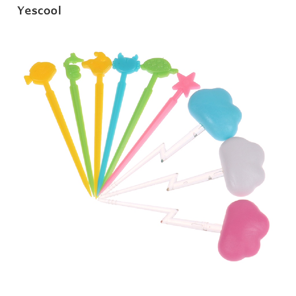 Yescool 6 / 20pcs Garpu Buah / Dessert / Kue Mini Motif Kartun Untuk Anak