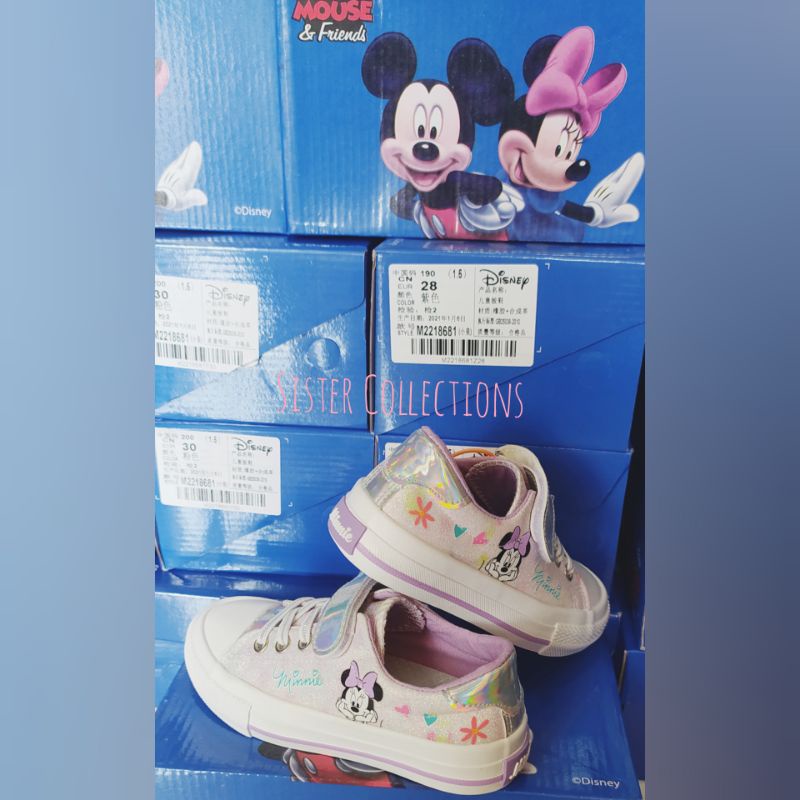 Sepatu Sekolah Anak PAUD TK SD Disney Minnie Mouse / Sepatu Skets Anak Perempuan Disney Karakter Minnie / Sepatu Sekolah Glitter