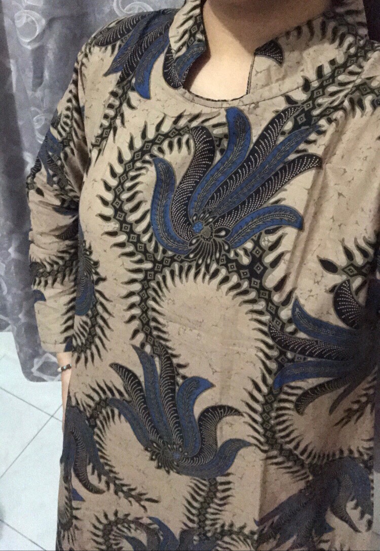 M-l-xl-xxl Batik Tunik Wanita Asj Sa Hrb026 Kenongo Pekalongan Sogan Tulis