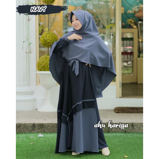 READY YUNISA SET SYAR'I AKU KARISSA ORI//GAMIS BEST SELLER WARNA BARU-Navy stone