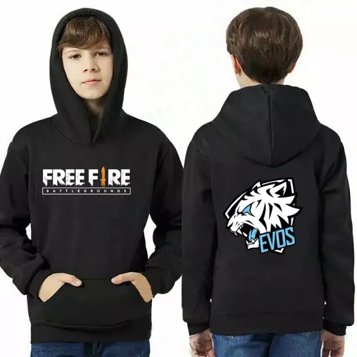 Sweater Anak Hoodie Free Fire Laki Laki Evos Murah Usia 5 6 7 8 9 10 11 12 13 Tahun