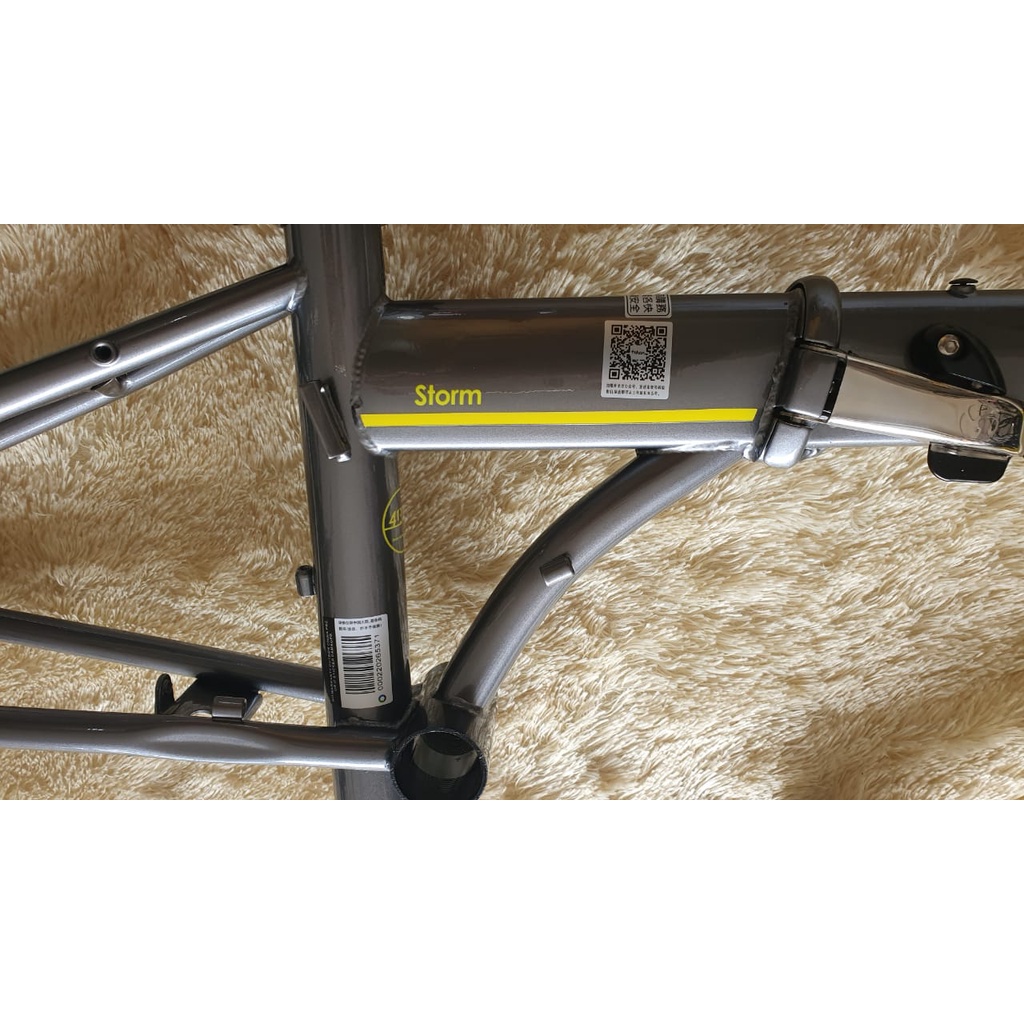 Frame Fork Fnhon Storm V Brake 20 22 inch Warna ABU ABU KUNING Chromlly