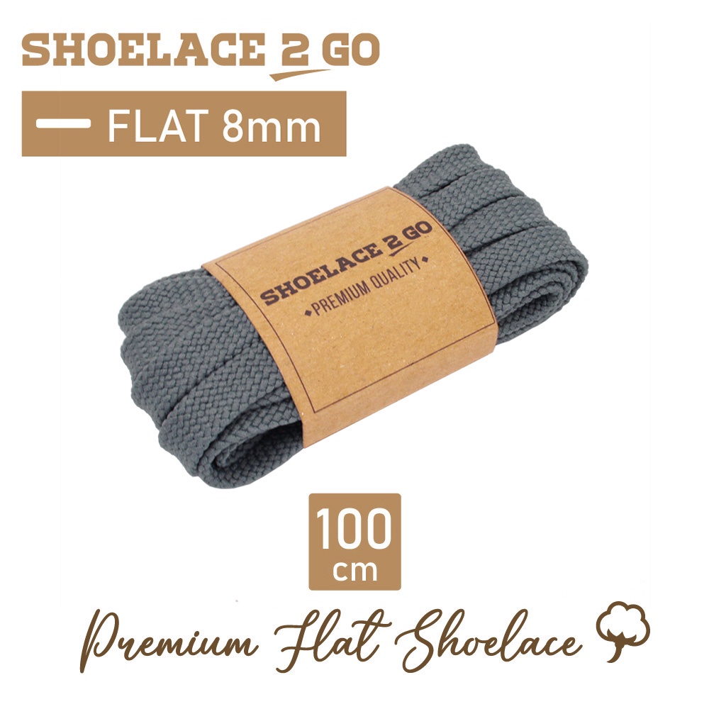 SHOELACE 2 GO PREMIUM TALI SEPATU GEPENG PIPIH FLAT E6 - GREY