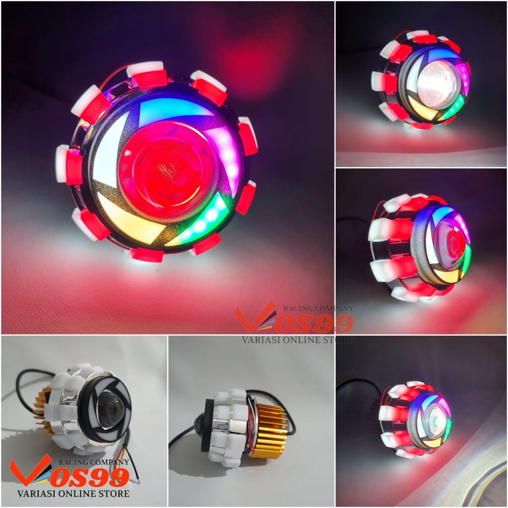 Lampu Projie Depan Mini 2.5 Inch Model Rainbow Ubur-Ubur Universal