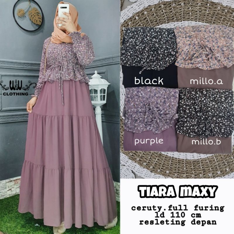 Tiara Maxi bahan ceruty full furing Ld 110cm