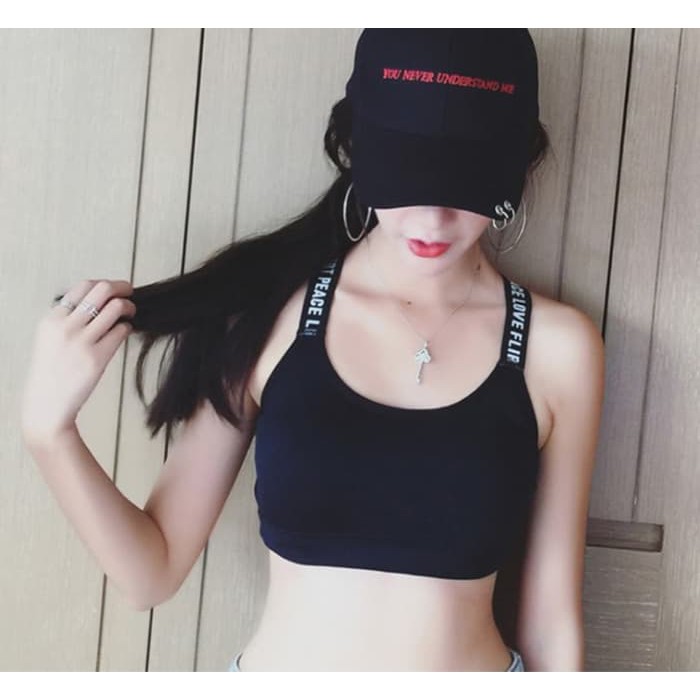 cd 568Angela B collection Sport bra with word in Line B02W - Hitam