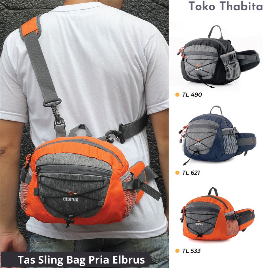 Toko Thabita Sling bag Elbrus Tas Selempang Pinggang Pria Bahu Waistbag Casual Distro Original