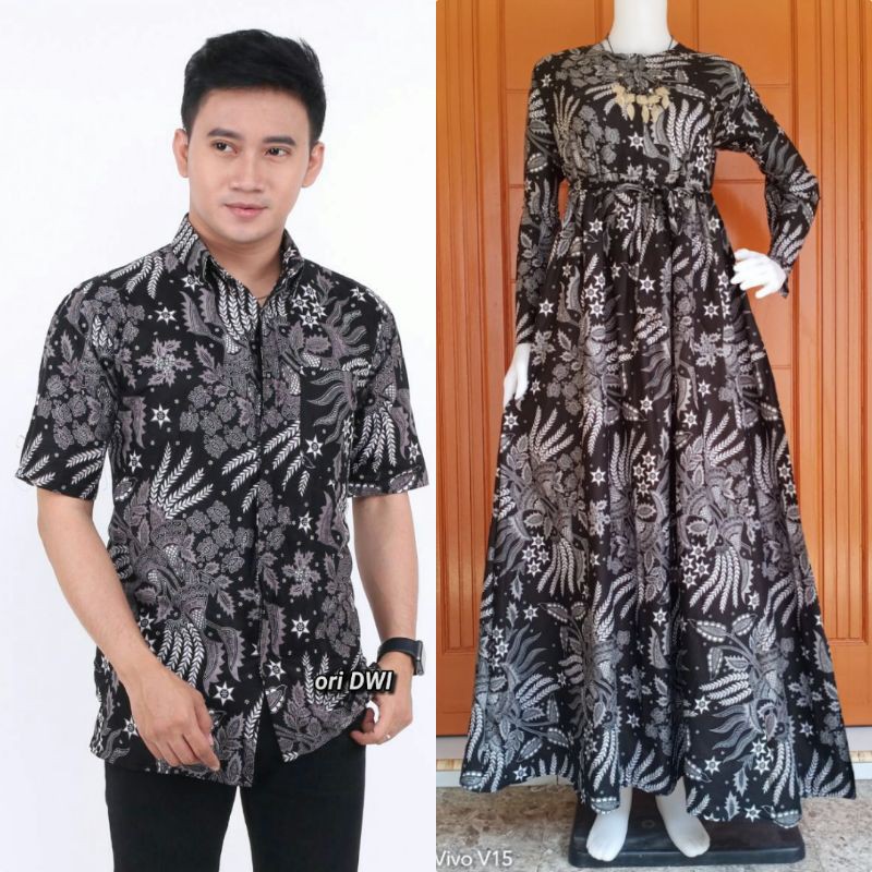 Batik Couple Jumbo_Maora Sania Ruffle Batik Couple Ori Ndoro Jowi DNT Garansi Termurah-Cp manggar abu jumbo