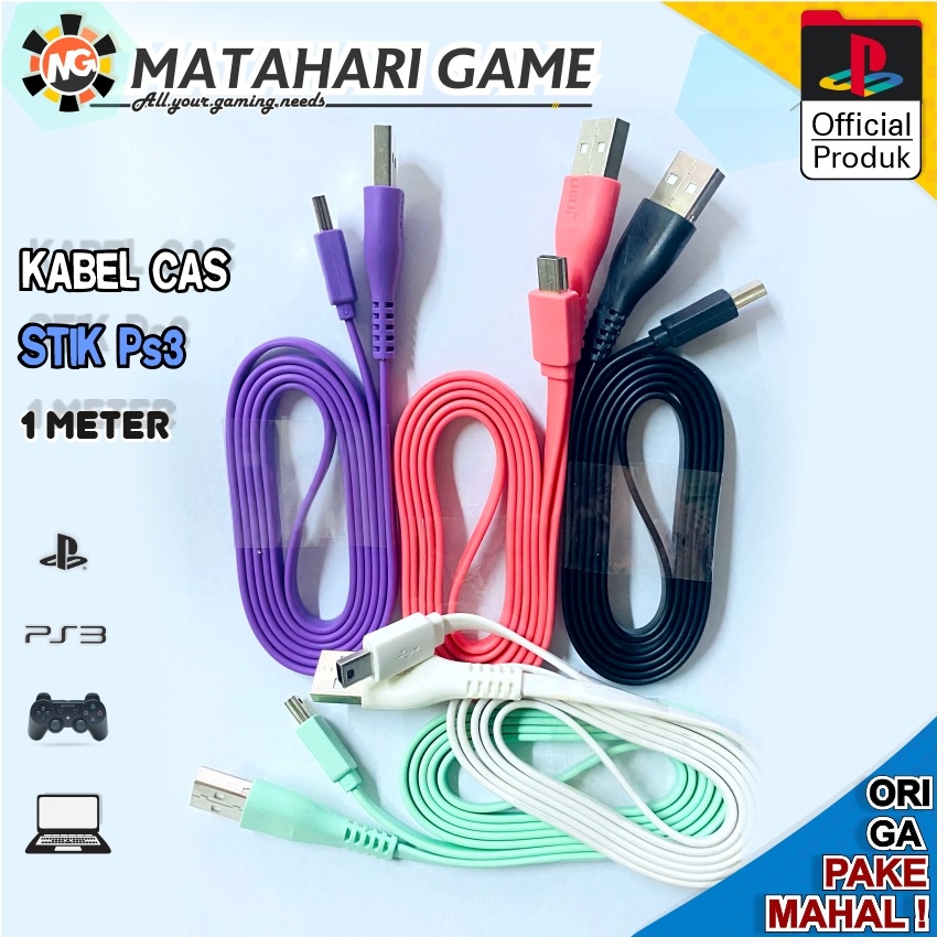 Kabel Charger Cas Stik PS3 Mini USB Panjang 2 Meter / 1 Meter