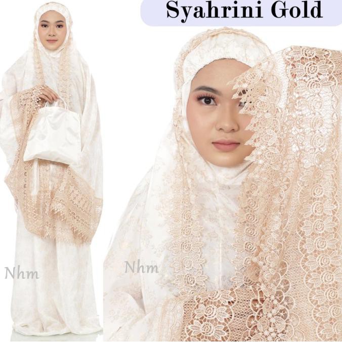Ori&Terjamin Mukena Dewasa Syahrini Gold Katun Foil, Mukena Renda Bordir